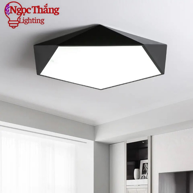 Đèn Mâm LED Ốp Trần Lục Giác Hiện Đại Trang Trí Phòng Ngủ Led 3 Màu OP1250 Đen Ngọc Thắng (Kèm remote điều khiển từ xa)