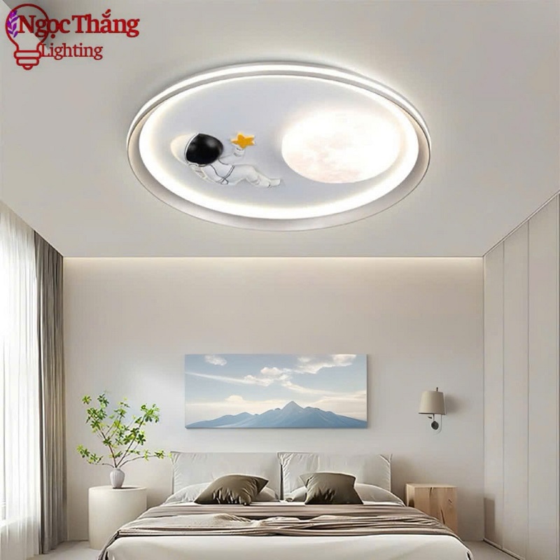 Đèn Mâm Ốp Trần Tròn Phi Hành Gia Trang Trí Phòng Ngủ Cho Bé Led 3 Màu 220V MO9102 Ngọc Thắng - Ảnh 5