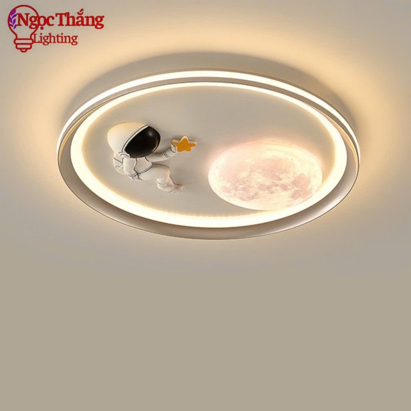 Đèn Mâm Ốp Trần Tròn Phi Hành Gia Trang Trí Phòng Ngủ Cho Bé Led 3 Màu 220V MO9102 Ngọc Thắng - Ảnh 4