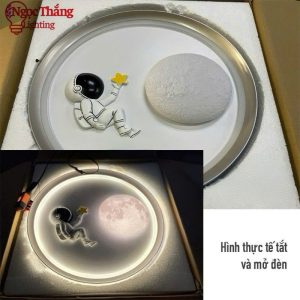Alternative view of Đèn Mâm Ốp Trần Tròn Phi Hành Gia Trang Trí Phòng Ngủ Cho Bé Led 3 Màu 220V MO9102 Ngọc Thắng