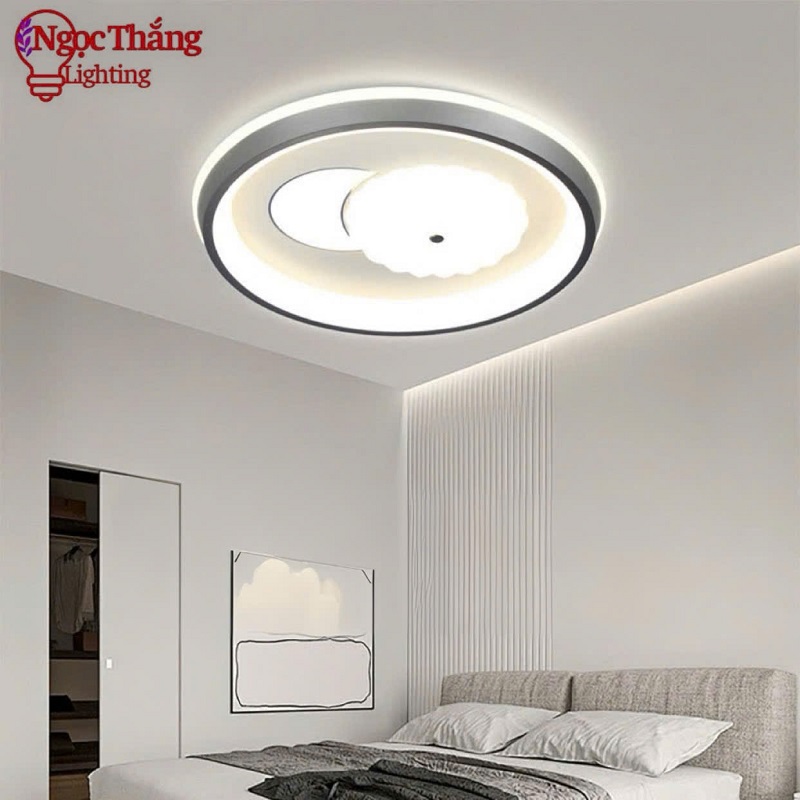 Đèn Mâm Ốp Trần Tròn Trang Trí Phòng Ngủ Cho Bé Led 3 Màu 220V MO9103 Ngọc Thắng