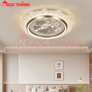 Đèn Mâm Ốp Trần Tròn 50cm Hiện Đại Trang Trí Phòng Khách Led 3 Màu 220V MT925 Ngọc Thắng Kèm remote