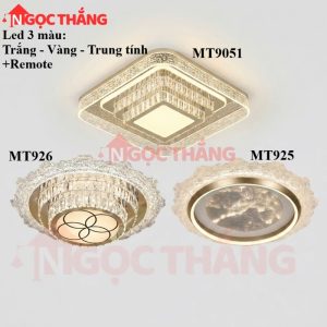 Đèn Mâm Ốp Trần Tròn 50cm Hiện Đại Trang Trí Phòng Khách Led 3 Màu 220V MT926 Ngọc Thắng Kèm remote