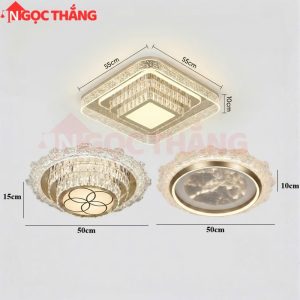 Alternative view of Đèn Mâm Ốp Trần Tròn 50cm Hiện Đại Trang Trí Phòng Khách Led 3 Màu 220V MT926 Ngọc Thắng Kèm remote