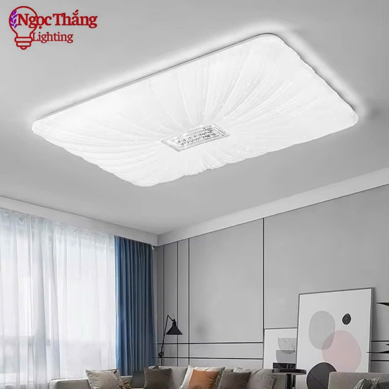 Đèn Ốp Trần Chữ Nhật 93cm x 60cm Trang Trí Phòng Khách Phòng Ngủ Led 3 Màu OP1261 Ngọc Thắng - Ảnh 4
