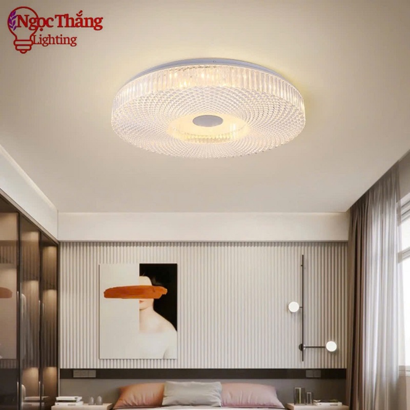 Đèn Ốp Trần Tròn 50cm Trang Trí Phòng Khách Phòng Ngủ Led 3 Màu OP1265 Ngọc Thắng