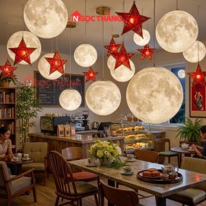 Alternative view of Đèn thả mặt trăng 15cm 20cm 25cm 30cm trang trí phòng ngủ bàn ăn Led 3 màu 12W 220V THD20 Ngọc Thắng