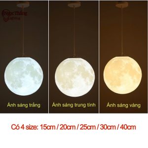 Đèn thả mặt trăng 15cm 20cm 25cm 30cm trang trí phòng ngủ bàn ăn Led 3 màu 12W 220V THD20 Ngọc Thắng - Ảnh 10