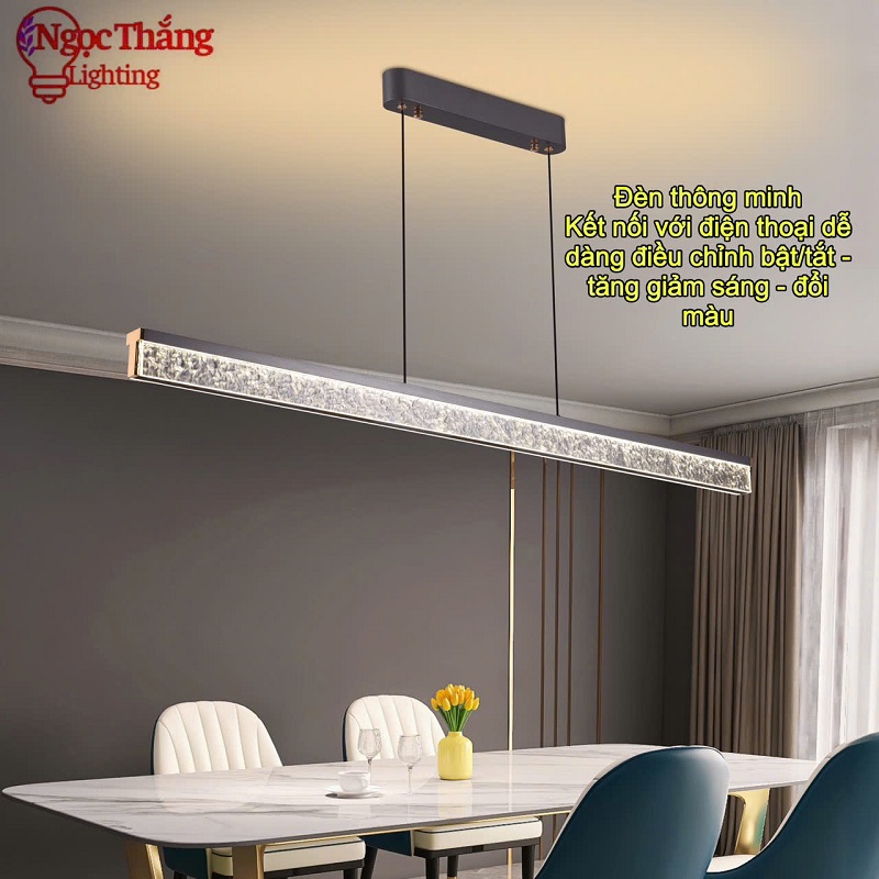 Đèn thả thông minh kết nối với điện thoại trang trí bàn ăn phòng khách Led 3 màu 120W TH0811 Ngọc Thắng