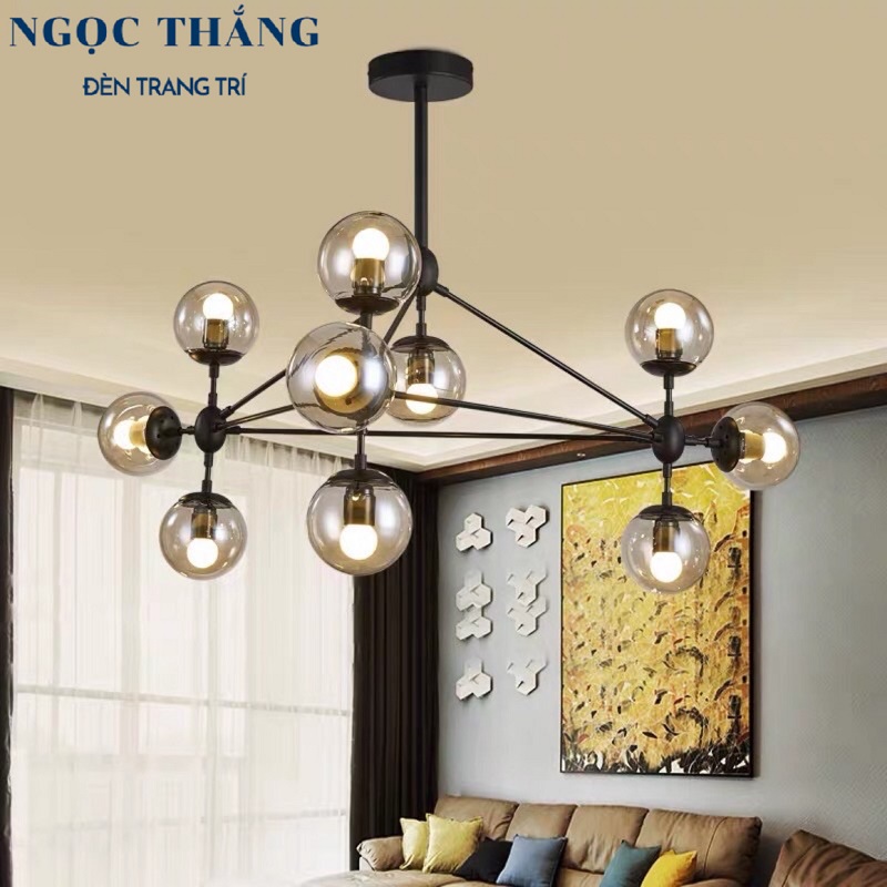 Đèn thả trần 10 bóng cao cấp trang trí phòng khách phòng ngủ bàn ăn T9283/10 Ngọc Thắng (Kèm 10 bóng Led ánh sáng vàng)