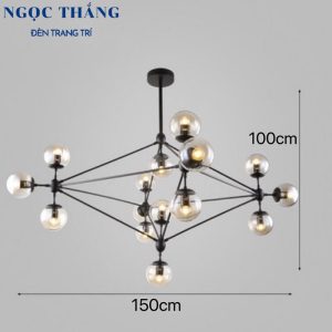 Alternative view of Đèn thả trần 15 bóng cao cấp trang trí phòng khách phòng ngủ bàn ăn T9283/15 Ngọc Thắng (Kèm 15 bóng Led ánh sáng vàng)