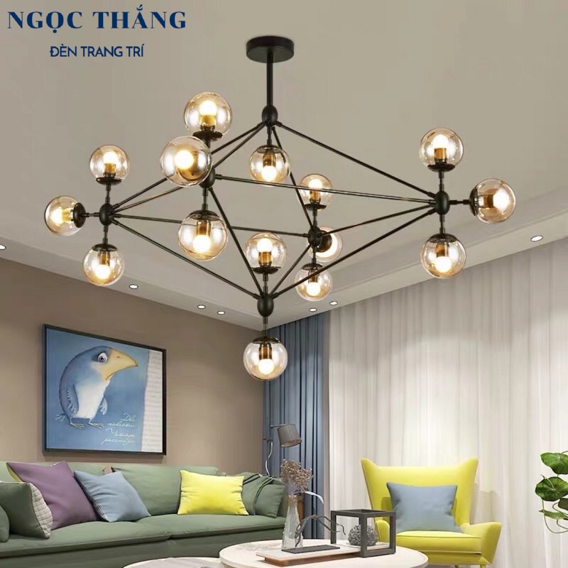 Đèn thả trần 15 bóng cao cấp trang trí phòng khách phòng ngủ bàn ăn T9283/15 Ngọc Thắng (Kèm 15 bóng Led ánh sáng vàng)