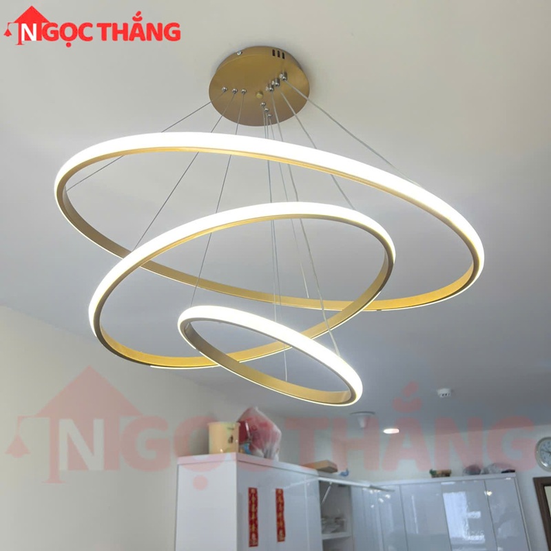 Đèn thả 3 vòng Led 30-50-70 trang trí phòng khách bàn ăn Led 3 chế độ màu THD7087 Vàng Ngọc Thắng