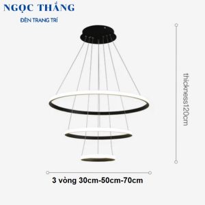 Alternative view of Đèn thả 3 vòng Led 30-50-70 trang trí phòng khách bàn ăn Led 3 chế độ màu TH862 Ngọc Thắng