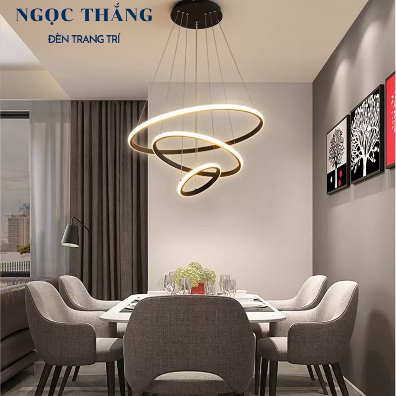Đèn thả 3 vòng Led 30-50-70 trang trí phòng khách bàn ăn Led 3 chế độ màu TH862 Ngọc Thắng - Ảnh 9