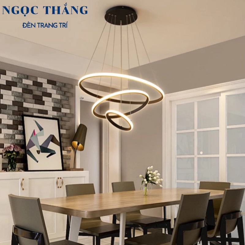 Đèn thả 3 vòng Led 30-50-70 trang trí phòng khách bàn ăn Led 3 chế độ màu TH862 Ngọc Thắng