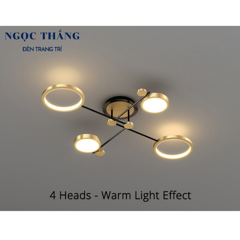 Đèn ốp trần 4 bóng cao cấp trang trí phòng khách phòng ngủ bàn ăn Led 3 chế độ màu 42W 220V TTK112T2+2 Ngọc Thắng - Ảnh 3