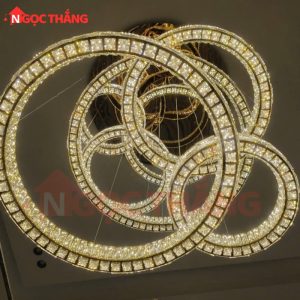 Đèn thả trần 2 vòng pha lê 80cm 50cm trang trí bàn ăn phòng khách 3 màu TH8806 220V Ngọc Thắng - Ảnh 5
