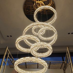 Đèn thả trần 2 vòng pha lê 80cm 50cm trang trí bàn ăn phòng khách 3 màu TH8806 220V Ngọc Thắng - Ảnh 4