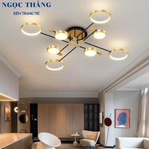 Đèn ốp trần 4 bóng cao cấp trang trí phòng khách phòng ngủ bàn ăn Led 3 chế độ màu 42W 220V TTK112T2+2 Ngọc Thắng