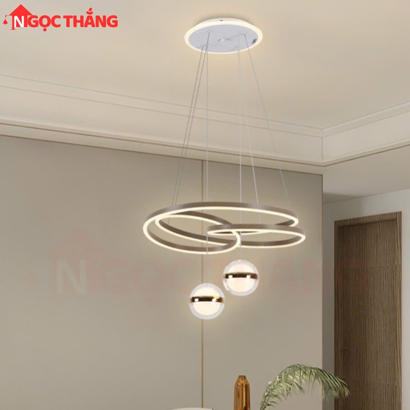 Đèn thả trần bàn ăn Ø50cm trang trí phòng khách Led 3 chế độ màu T303 Ngọc Thắng