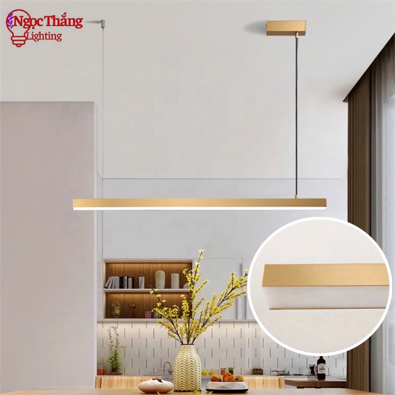 Đèn thả trần bàn ăn dài 88cm trang trí phòng khách Led 3 màu THD7054 Ngọc Thắng (Kèm điều khiển)