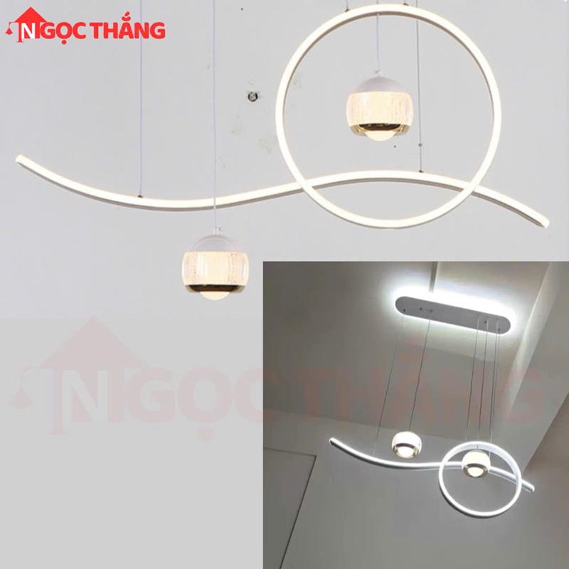 Đèn thả trần bàn ăn Ngang 100cm trang trí phòng khách Led 3 chế độ màu T8192 Ngọc Thắng - Ảnh 6