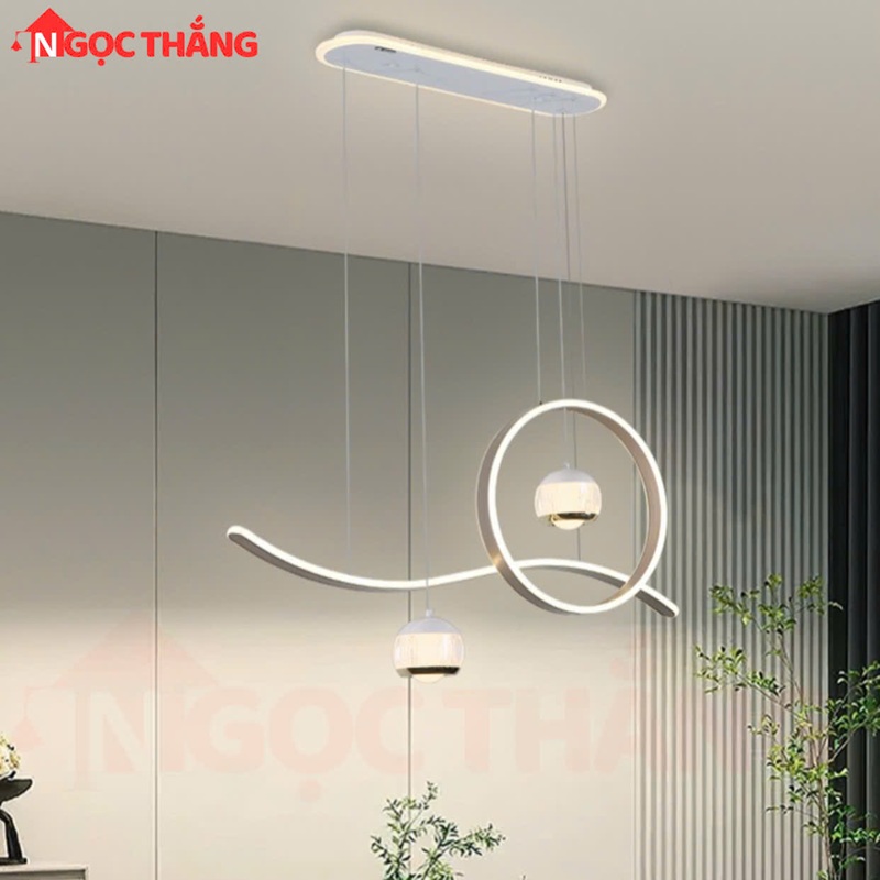 Đèn thả trần bàn ăn Ngang 100cm trang trí phòng khách Led 3 chế độ màu T8192 Ngọc Thắng - Ảnh 4