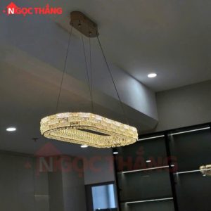 Alternative view of Đèn thả trần bàn ăn Ngang 90cm Rộng 30cm pha lê trang trí phòng khách 3 màu TH8808 220V Ngọc Thắng