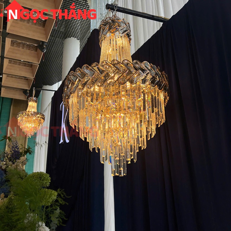 Đèn thả trần pha lê cao 90cm trang phí phòng khách nhà hàng khách sạn trong nhà 156W 220V TPL88450T60 Tân Phát