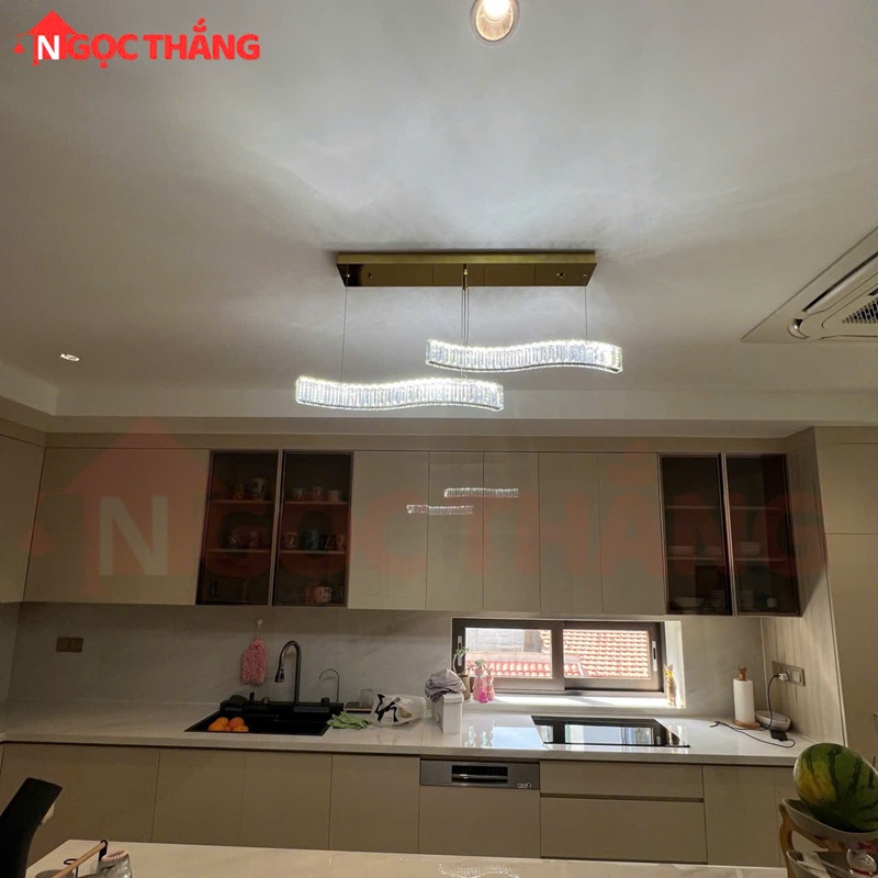 Đèn thả trần pha lê cao cấp trang trí phòng khách bàn ăn Led 3 màu THD7047N2 220V Ngọc Thắng - Ảnh 8