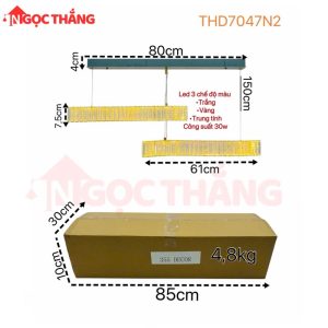 Alternative view of Đèn thả trần pha lê cao cấp trang trí phòng khách bàn ăn Led 3 màu THD7047N2 220V Ngọc Thắng