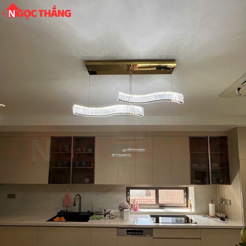 Đèn thả trần pha lê cao cấp trang trí phòng khách bàn ăn Led 3 màu THD7047N2 220V Ngọc Thắng - Ảnh 7