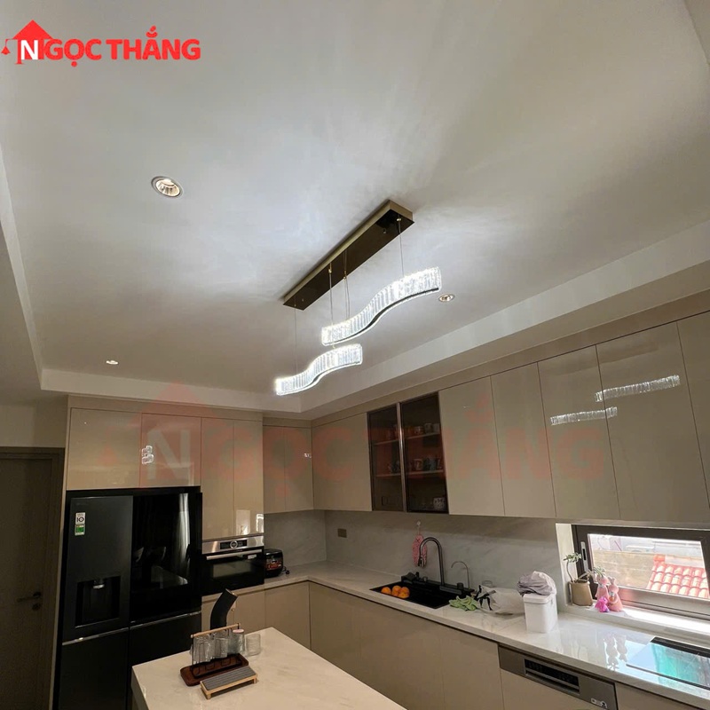 Đèn thả trần pha lê cao cấp trang trí phòng khách bàn ăn Led 3 màu THD7047N2 220V Ngọc Thắng - Ảnh 5