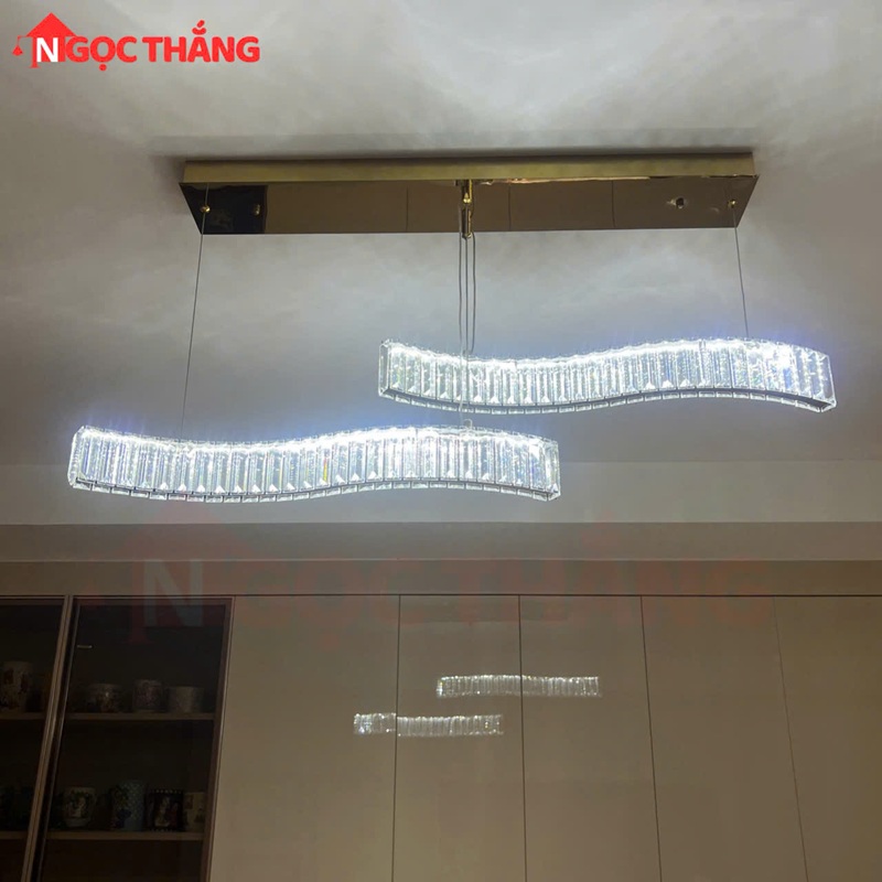 Đèn thả trần pha lê cao cấp trang trí phòng khách bàn ăn Led 3 màu THD7047N2 220V Ngọc Thắng - Ảnh 4