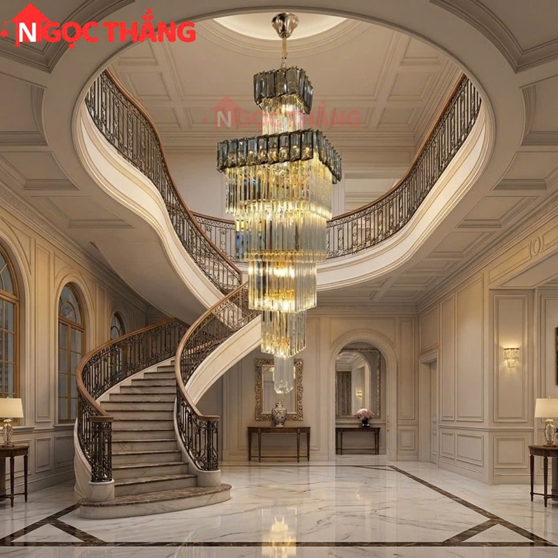 Đèn thả trần pha lê K9 180cm trang phí phòng khách nhà hàng khách sạn trong nhà 168W 220V TPL0826 Tân Phát