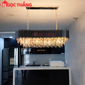 Đèn thả trần pha lê K9 màu khói 90cm trang phí phòng khách nhà hàng khách sạn trong nhà 144W 220V TPL88210 Ngọc Thắng
