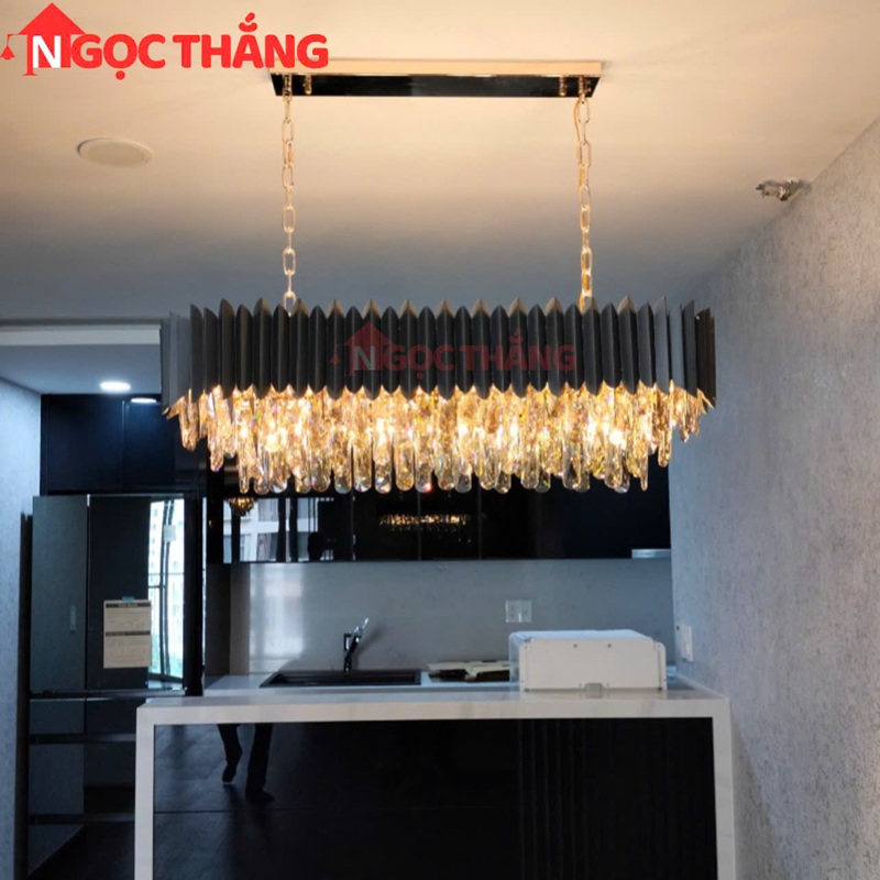 Đèn thả trần pha lê K9 màu khói 90cm trang phí phòng khách nhà hàng khách sạn trong nhà 144W 220V TPL88210 Ngọc Thắng