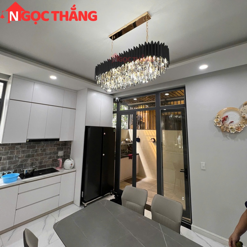 Đèn thả trần pha lê K9 màu khói 90cm trang phí phòng khách nhà hàng khách sạn trong nhà 144W 220V TPL88210 Ngọc Thắng - Ảnh 5