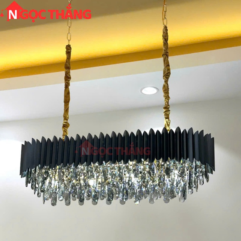 Đèn thả trần pha lê K9 màu khói 90cm trang phí phòng khách nhà hàng khách sạn trong nhà 144W 220V TPL88210 Ngọc Thắng - Ảnh 7