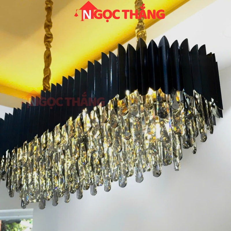 Đèn thả trần pha lê K9 màu khói 90cm trang phí phòng khách nhà hàng khách sạn trong nhà 144W 220V TPL88210 Ngọc Thắng - Ảnh 9