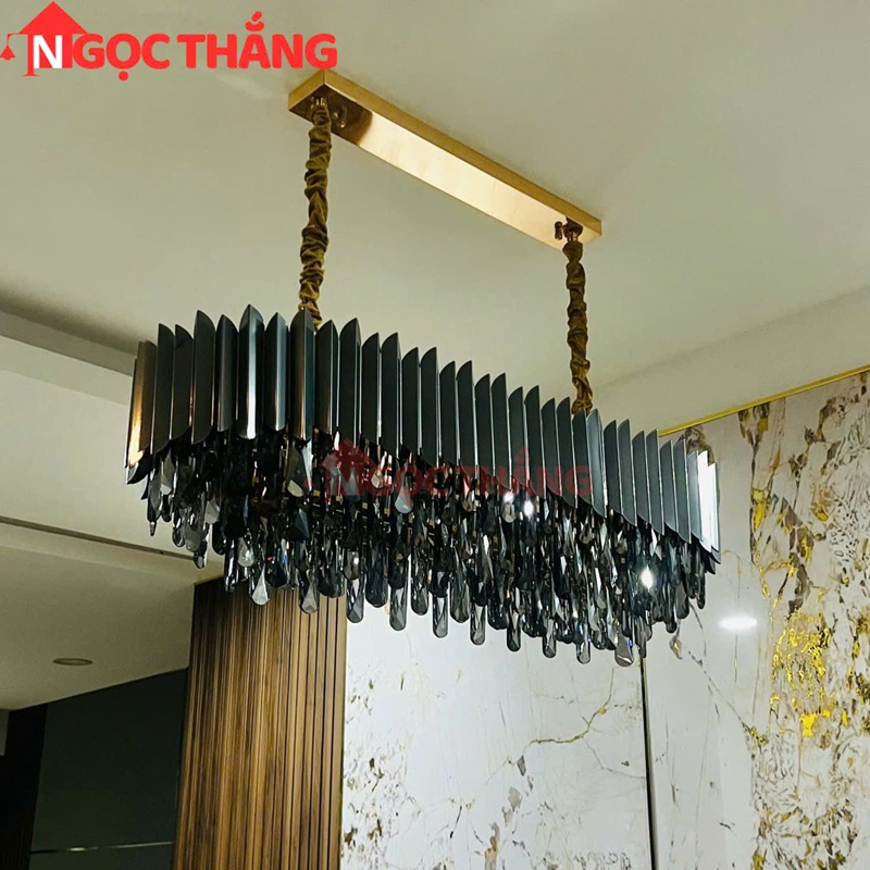 Đèn thả trần pha lê K9 màu khói 90cm trang phí phòng khách nhà hàng khách sạn trong nhà 144W 220V TPL88210 Ngọc Thắng - Ảnh 6