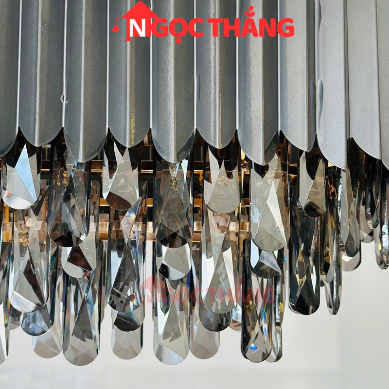 Đèn thả trần pha lê K9 màu khói 90cm trang phí phòng khách nhà hàng khách sạn trong nhà 144W 220V TPL88210 Ngọc Thắng - Ảnh 10