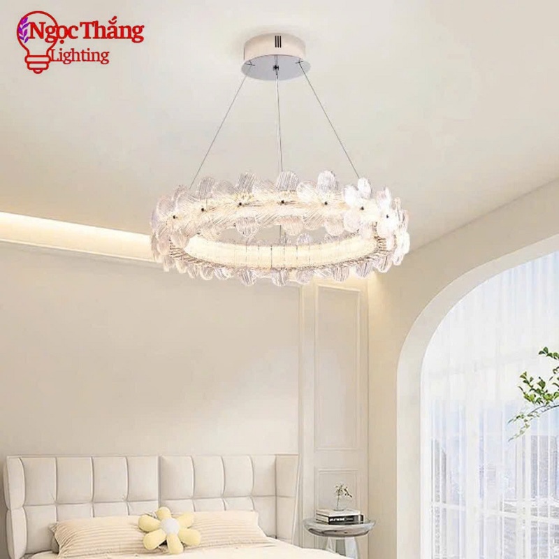 Đèn thả trần pha lê hoa mai 60cm trang trí bàn ăn phòng khách Led 3 chế độ màu TPL3026/60 Ngọc Thắng - Ảnh 13