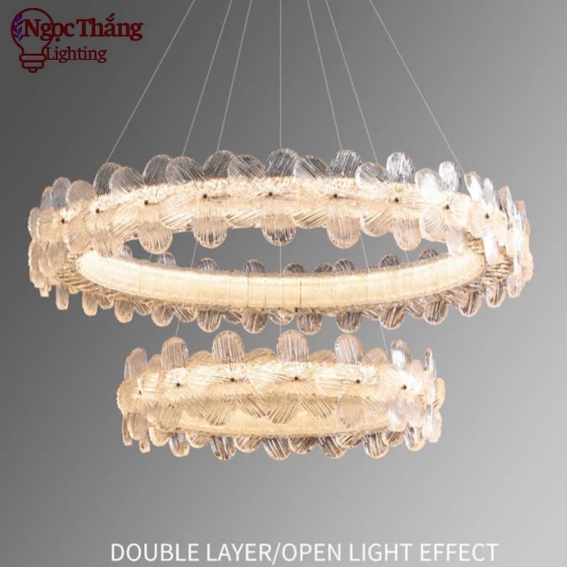 Đèn thả trần pha lê hoa mai 60cm trang trí bàn ăn phòng khách Led 3 chế độ màu TPL3026/60 Ngọc Thắng - Ảnh 18