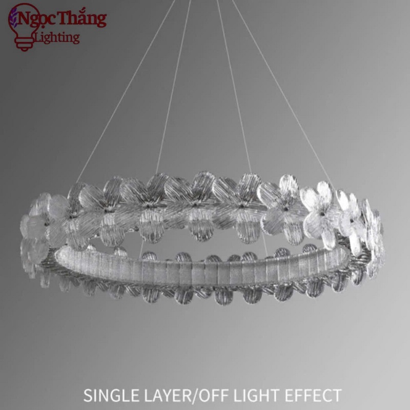 Đèn thả trần pha lê hoa mai 60cm trang trí bàn ăn phòng khách Led 3 chế độ màu TPL3026/60 Ngọc Thắng - Ảnh 17