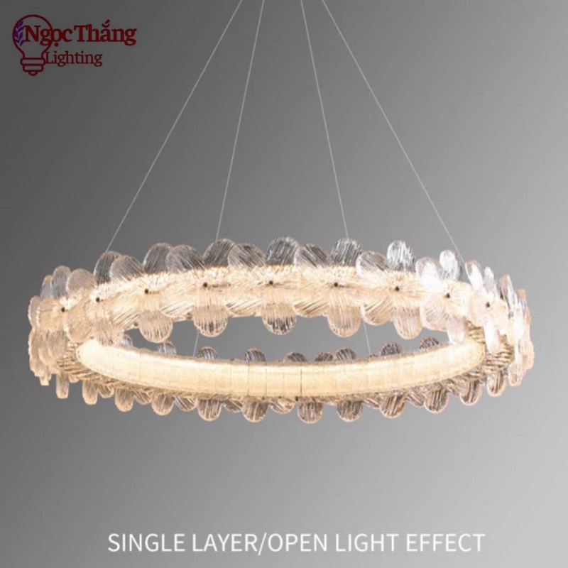 Đèn thả trần pha lê hoa mai 60cm trang trí bàn ăn phòng khách Led 3 chế độ màu TPL3026/60 Ngọc Thắng - Ảnh 16