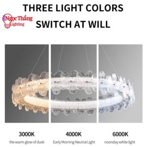 Alternative view of Đèn thả trần pha lê hoa mai 80cm trang trí bàn ăn phòng khách Led 3 chế độ màu TPL3026/80 Ngọc Thắng