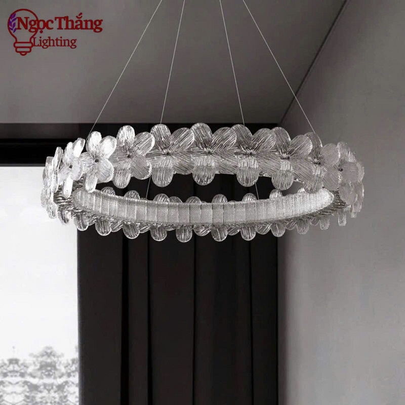Đèn thả trần pha lê hoa mai 60cm trang trí bàn ăn phòng khách Led 3 chế độ màu TPL3026/60 Ngọc Thắng - Ảnh 15