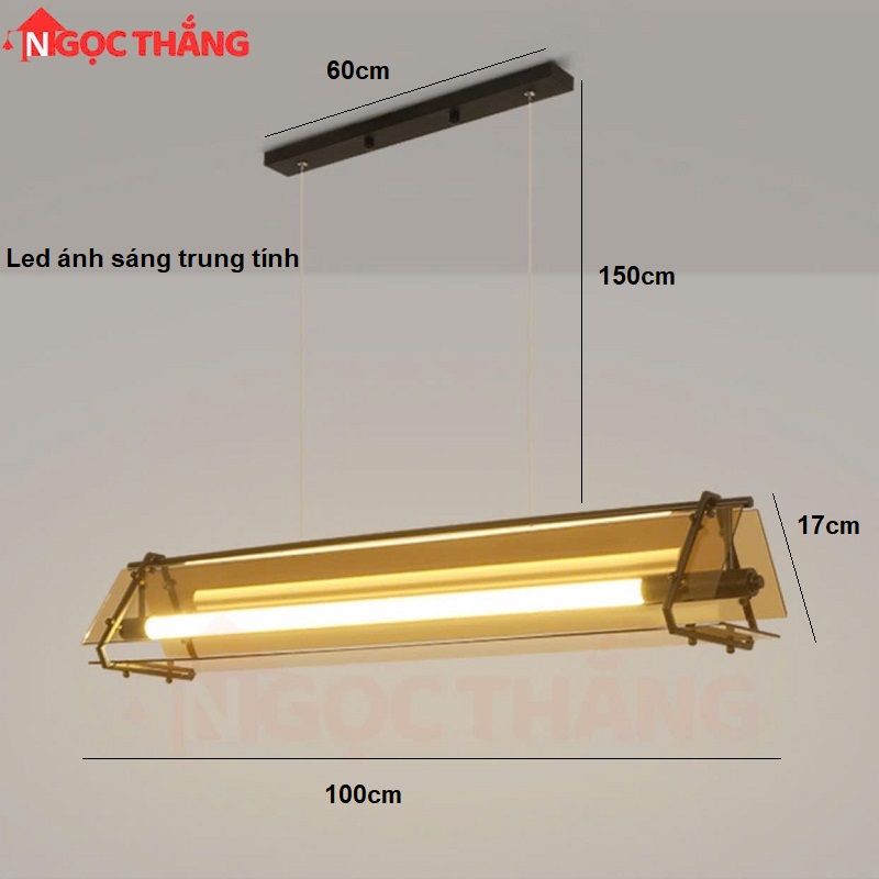 Đèn thả trần bàn ăn Ngang 100cm trang trí phòng làm việc quán cà phê 220V TTK95 Ngọc Thắng - Ảnh 2
